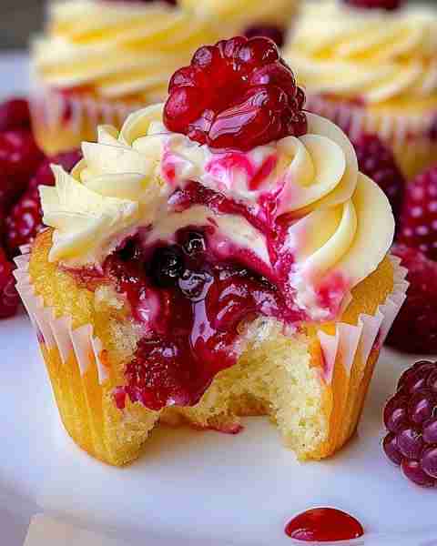 Luscious Raspberry Cheesecake Cupcakes Ingredients For the Cupcakes: 1 ½ cups (190 g) all-purpose fl...