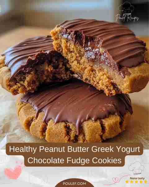 Healthy Peanut Butter Greek Yogurt Chocolate Fudge Cookies Ingredients: ½ cup peanut butter ½ cup Gr...