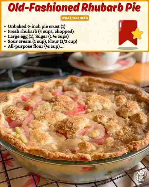 🍴 Who remembers when every kitchen smelled like pie cooling on the counter? This Old-Fashioned Rhub...
