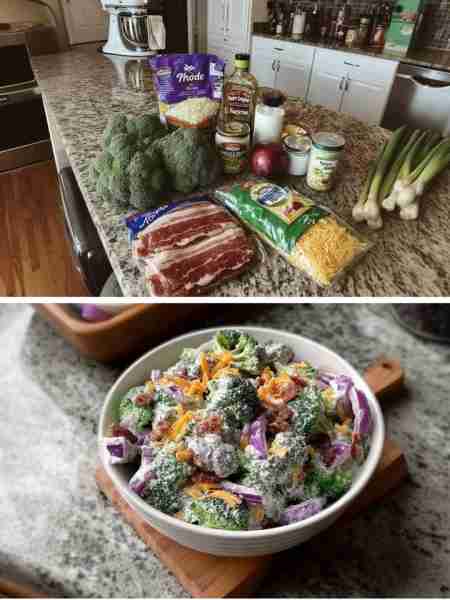 Crunchy Broccoli Bacon Cheddar Salad (Keto) Ingredients (serves 6) 6 cups broccoli florets, bite-siz...