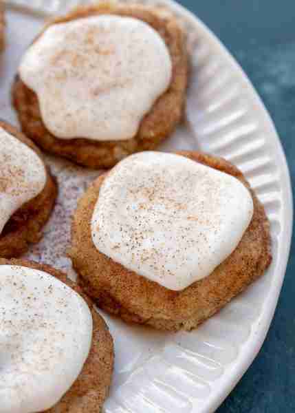 These Keto Frosted Snickerdoodles pair soft, cinnamon-spiced cookies with decadent vanilla cream che...