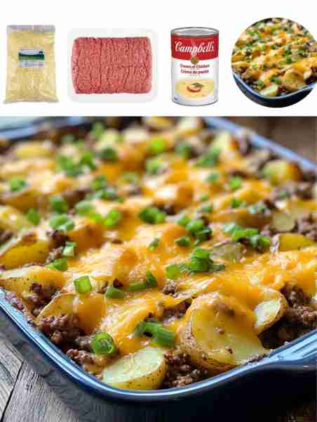 Rustic Campfire Beef and Potato Casserole Ingredients: - 1 lb ground beef - 2 cups diced potatoes -...