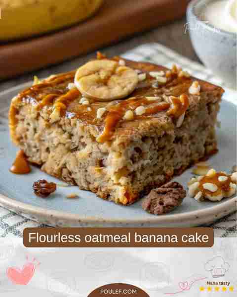 This flourless oatmeal banana cake is a wholesome and rustic treat. Made with a base of ground rolle...