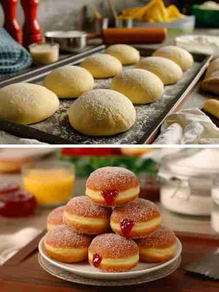 Keto Jelly Donuts Ingredients (makes 8–10) Dough 2 cups almond flour ¼ cup coconut flour ⅓ cup powde...