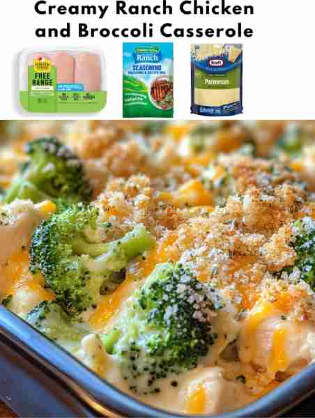 Creamy Ranch Chicken and Broccoli Casserole Ingredients: - 2 boneless, skinless chicken breasts - 1...