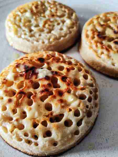 Just crumpets today... What do you put on yours, I like real butter and salt, but looking for inspir...