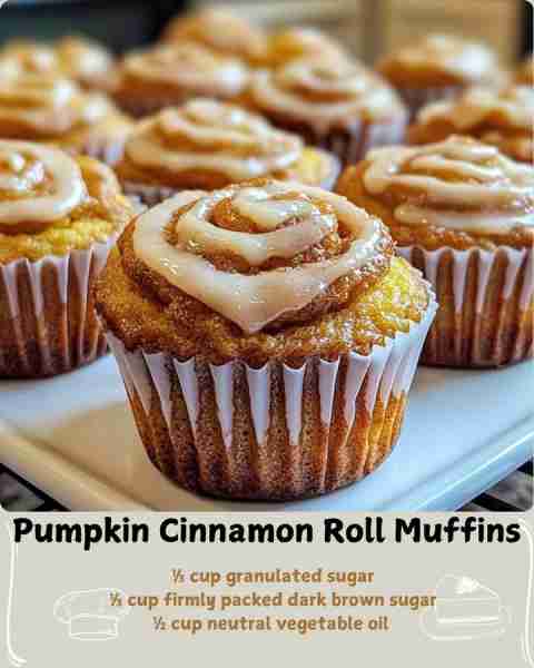 🎃 Pumpkin Cinnamon Roll Muffins 🧁 Ingredients For the Muffins: 1 cup pure pumpkin purée (not pumpk...