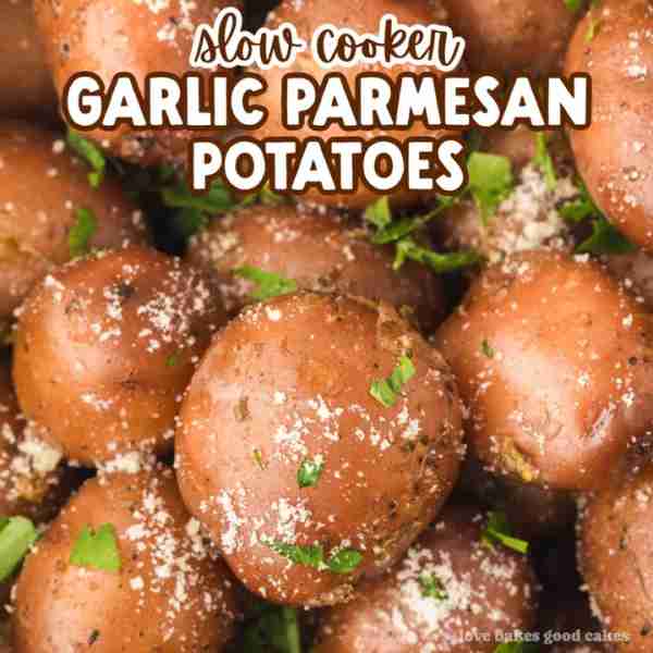 These Slow Cooker Garlic Parmesan Potatoes are the perfect side dish to any meal. Crisp-tender potat...