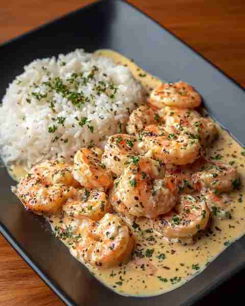 Best part of my day — Creamy Garlic Butter Shrimp with Steamed Rice 🍤🧄