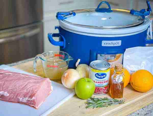 Crock Pot Cranberry Orange Pork Loin Ingredients Meat • 3 lb Pork loin Produce • 1 Apple, large • 1...