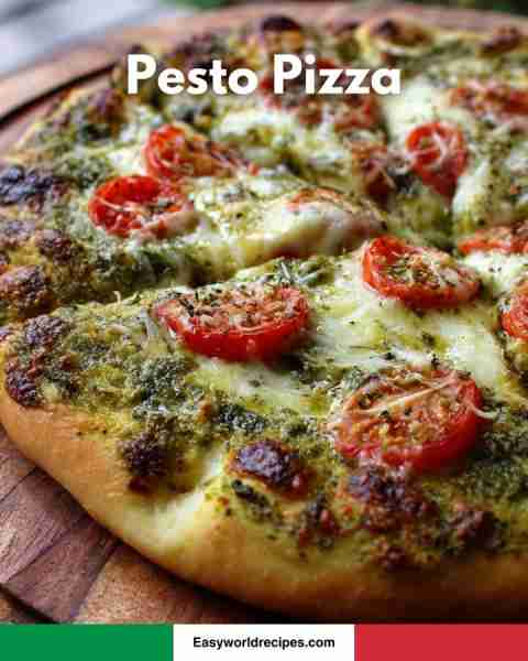 Pesto Pizza — fresh and delicious! Recipe below 🍕🌿