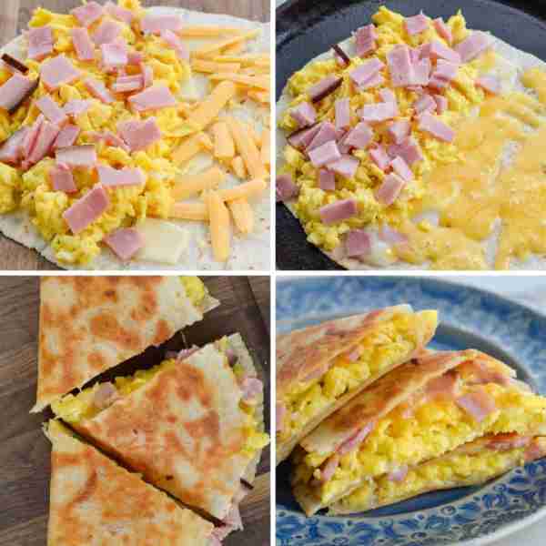 This Breakfast Quesadilla is high protein AND low carb when made with a low carb tortilla! With chun...