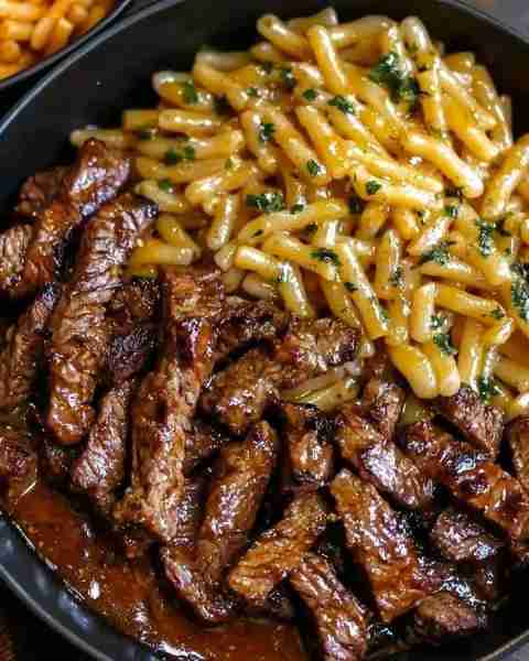 One Pot Honey BBQ Steak Pasta Ingredients: 1 lb flank steak or sirloin, thinly sliced 2 tablespoons...