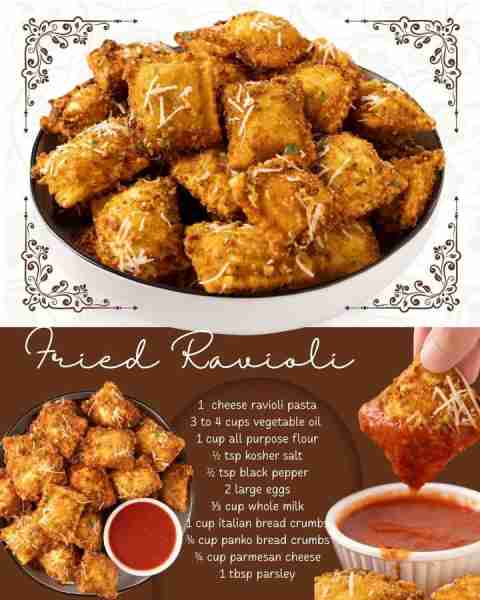 FRIED RAVIOLI! Recipe created by Princess Pinky Girl - recipe link in comments 1 cheese ravioli past...