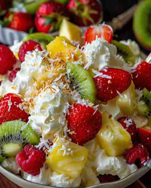 Hawaiian Cheesecake Salad Ingredients 8 oz cream cheese, softened 1/3 cup powdered sugar 1 cup heavy...