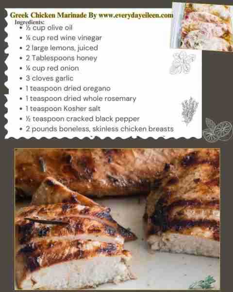 Greek Chicken Marinade, the best marinade for juicy, tender chicken. Recipe link in comments.