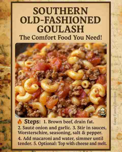 🍲 My mama used to say, “A pot of goulash can feed both hearts and bellies.” This Southern Old-Fashi...