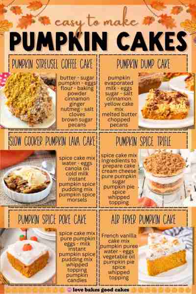 🎃 EASY TO MAKE PUMPKIN CAKES 🎃 From cozy coffee cakes to slow cooker lava cake, these pumpkin trea...