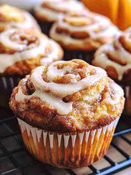 Pumpkin Cinnamon Roll Muffins Ingredients: 1 cup pumpkin puree 1/3 cup granulated sugar 1/3 cup bro...