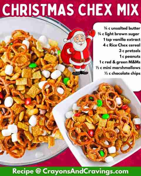 This Christmas Chex Mix disappears fast, so I highly recommend making a double batch! 🎅 • ¾ cup uns...
