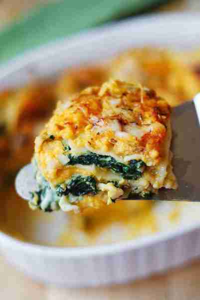 🍁 Butternut Squash and Spinach 3-Cheese (Ricotta, Parmesan, and Mozzarella) Lasagna. 🍁 For meatles...