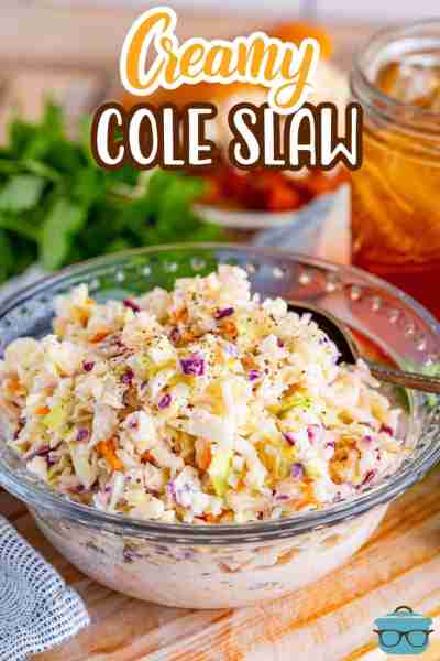 The best Creamy Cole Slaw recipe tastes just like the one you get at KFC (but better!) and it only t...