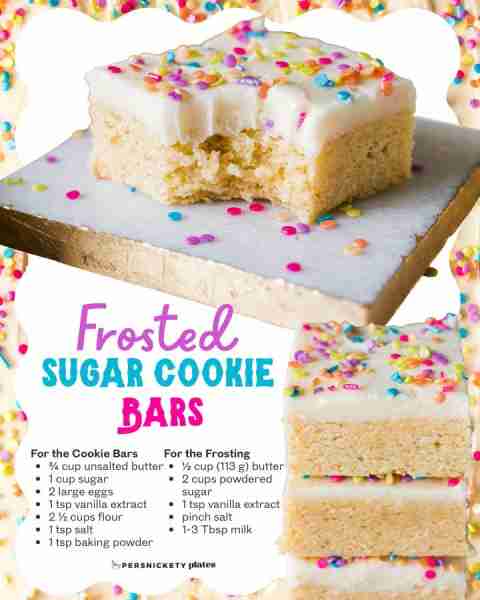 Skip the scooping & make soft & thick sugar cookie bars! 🤩🤩 >> For the bars << ¾ cup (167 g) unsal...