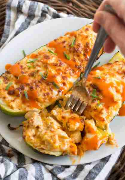 These Buffalo Chicken Zucchini Boats are loaded with chicken, cheese, and spicy buffalo sauce. Even...