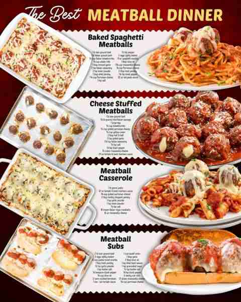 THE BEST MEATBALL DINNER! BAKED SPAGHETTI MEATBALLS: 1 lb lean ground beef 1 lb Italian ground pork...
