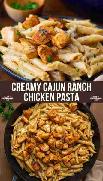 Perfectly seasoned ranch chicken bites with CREAMY cajun ranch pasta... this is going to be a new fa...