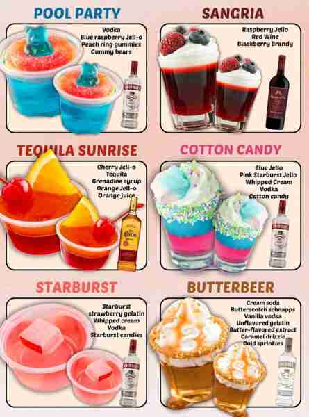 ADULT JELL-O SHOTS 😍 POOL PARTY JELLO SHOTS: 3 ounces blue raspberry flavored gelatin mix 1 cup boi...