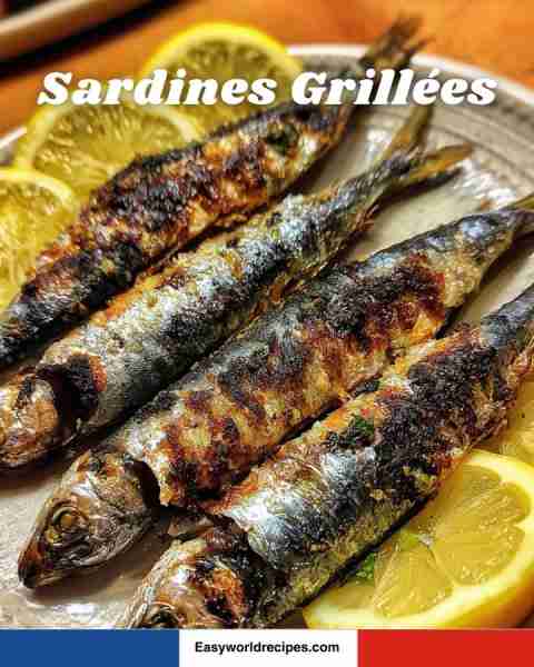 🐟🇫🇷 Sardines Grillées Fresh sardines grilled to perfection with olive oil, garlic, and lemon 🍋🔥....