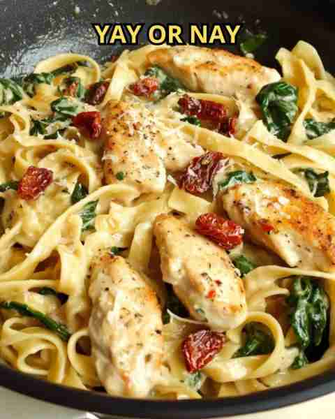 Tuscan Chicken Pasta Ingredients: 3 tablespoons olive oil 1 ¼ lbs boneless skinless chicken breast,...