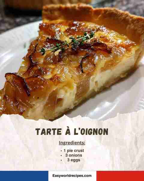 🧅 Tarte à l’Oignon (Onion Tart) 🥧 A savory Alsatian tart made with caramelized onions and a rich c...