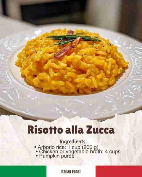 🟠 Risotto alla Zucca A creamy and comforting Italian risotto made with pumpkin purée, perfect for a...