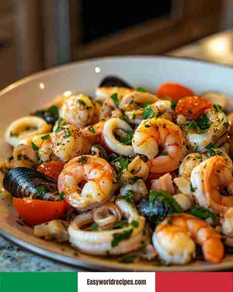🟠 Insalata di Mare (Seafood Salad) A refreshing Mediterranean seafood salad combining shrimp, squid...