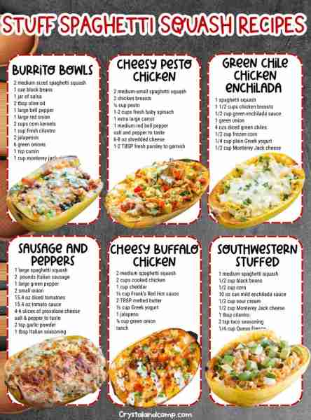 "Tons of Stuffed Spaghetti Squash Recipes! 💖 These are all so good!! RECIPE LIST IN THE COMMENTS