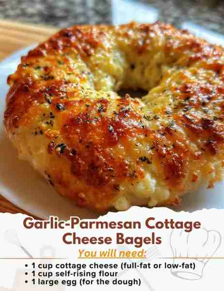 Garlic-Parmesan Cottage Cheese Bagels Ingredients: - 1 cup cottage cheese (full-fat or low-fat) - 1...