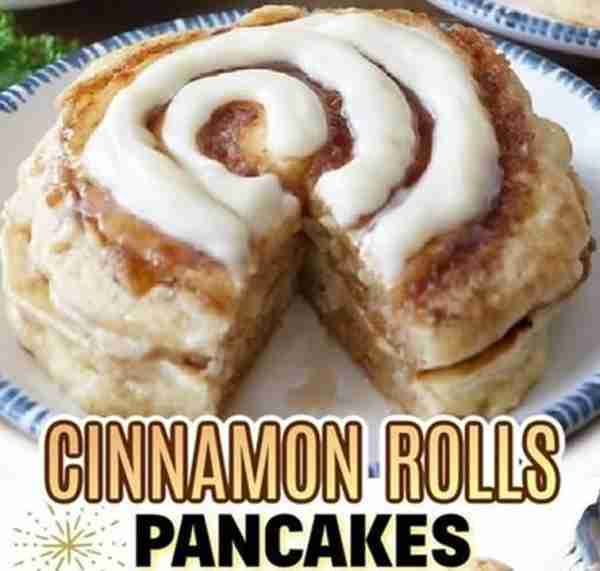 Cinnamon Roll Pancakes! 🥞 A sweet twist on a Breakfast Favorite! All the flavors of cinnamon rolls...