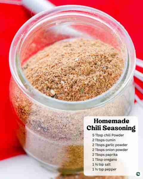 CHILI SEASONING 🌶️ 5 Tbsp chili powder 🌶️ 2 Tbsps cumin 🌶️ 2 Tbsps garlic powder 🌶️ 2 Tbsps onion po...