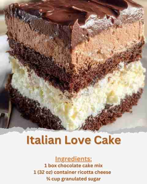 Italian Love Cake Ingredients: - 1 box chocolate cake mix (plus ingredients as directed on the box)...