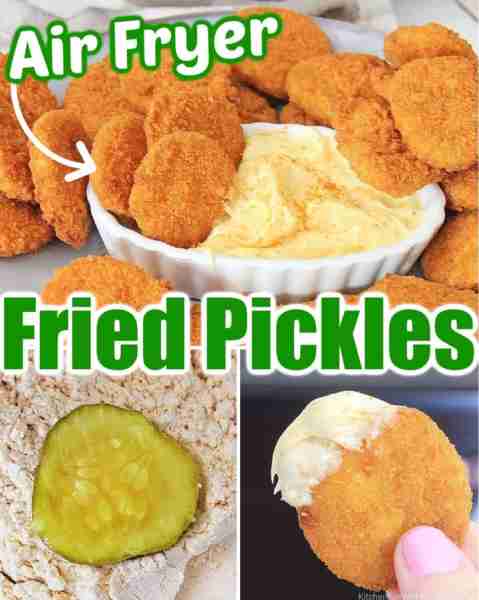 Full Recipe 👇 AIR FRYER PICKLES - these are sooo Delicious, CRISPY and Easy to make! 🥒 and that di...