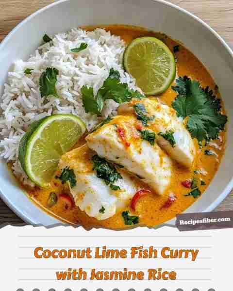 Coconut Lime Fish Curry with Jasmine Rice 🍽️🌿🥥 A delicious dish that combines refreshing flavors...