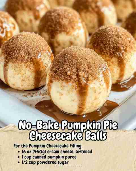 No-Bake Pumpkin Pie Cheesecake Balls 🍰 Ingredients: For the Crust: - 1 1/2 cups graham cracker crum...