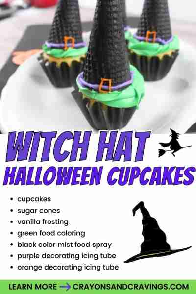 Witch Hat Cupcakes! 🧙‍♀️ All you need is cupcakes, cones, and a little Halloween magic!