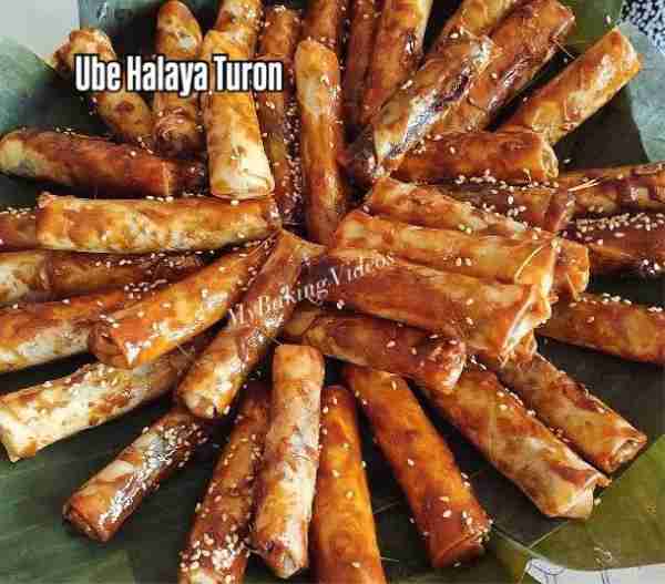 UBE HALAYA TURON Recipe Ingredients: Lumpia wrapper Ube halaya (purple yam jam) Sesame seeds (for co...