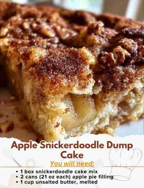 Apple Snickerdoodle Dump Cake Ingredients: - 1 box snickerdoodle cake mix - 2 cans (21 oz each) app...