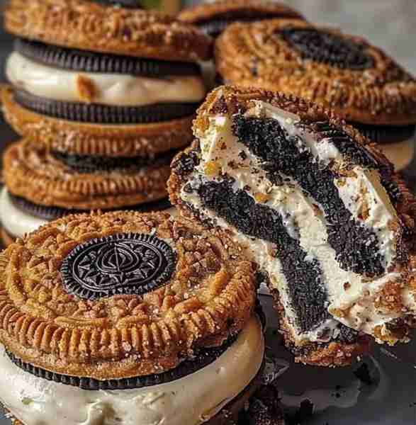🍪🧀🔥 Cookies & Cream Cheesecake Deep-Fried Oreos Oreo cookies dipped in cheesecake batter, fried u...