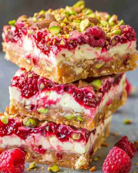 Raspberry Pistachio Cheesecake Bars Ingredients 1 1/2 cups graham cracker crumbs – for the classic c...