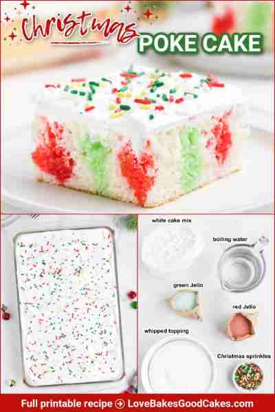 Indulge your guests in festive joy with this Christmas Poke Cake recipe - vibrant colors, sweet flav...